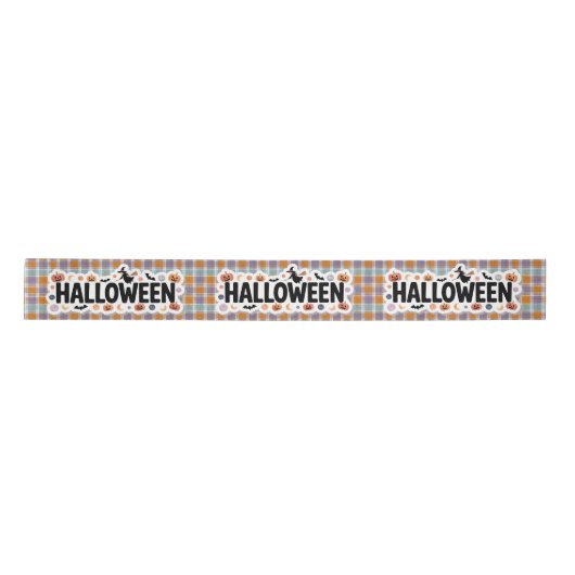 Playful Halloween Plaid Satinband (Vorderseite)