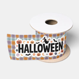 Playful Halloween Plaid Satinband