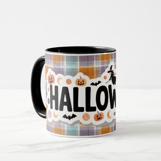 Playful Halloween Plaid Tasse (Vorderseite Links)