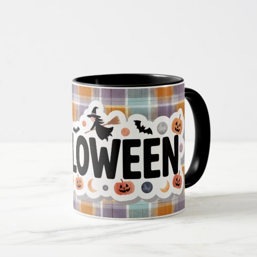 Playful Halloween Plaid Tasse (VorderseiteRechts)