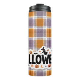 Playful Halloween Plaid Thermosbecher