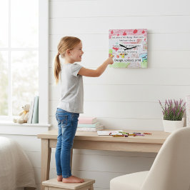 Playful  hand drawn Kids Art Decorative Wall Clock Quadratische Wanduhr