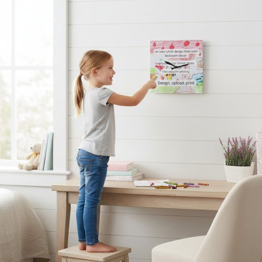 Playful  hand drawn Kids Art Decorative Wall Clock Quadratische Wanduhr