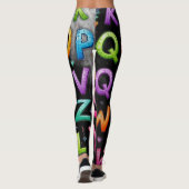 Playful Handwritten Alphabet Patter Leggings (Rückseite)