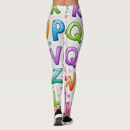 Playful Handwritten Alphabet Pattern Leggings (Rückseite)