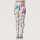 Playful Handwritten Alphabet Pattern Leggings (Vorderseite)