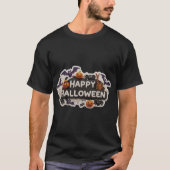 Playful Happy Halloween text with pumpkins bats sp T-Shirt (Vorderseite)