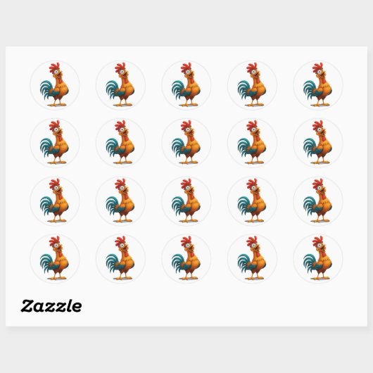 Playful Happy Rooster Sticker (Blatt)