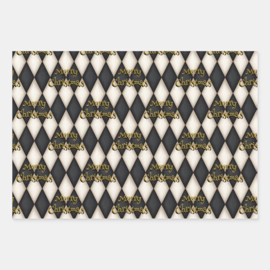 Playful Harlequin Floating Text Weihnachten Geschenkpapier Set (Vorderseite 3)