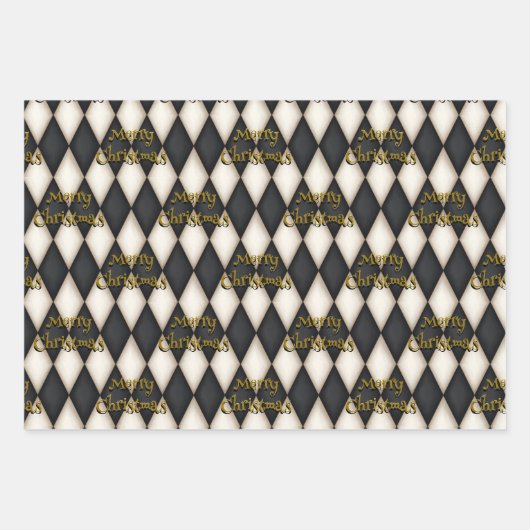 Playful Harlequin Floating Text Weihnachten Geschenkpapier Set (Vorderseite 2)
