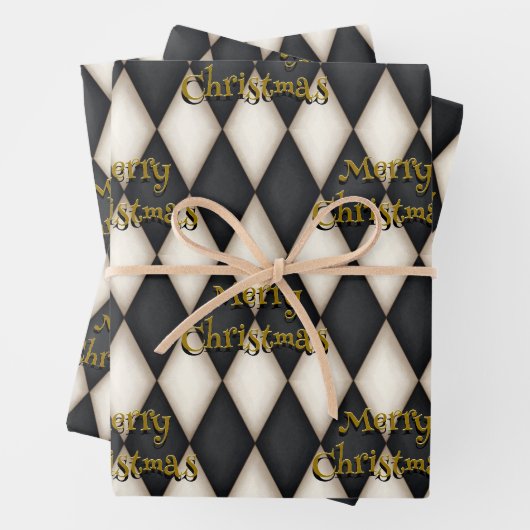 Playful Harlequin Floating Text Weihnachten Geschenkpapier Set (Beispiel)