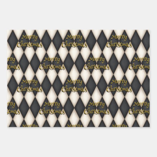 Playful Harlequin Floating Text Weihnachten Geschenkpapier Set (Vorderseite)
