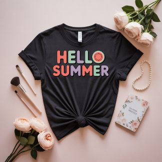 Playful "Hello Summer" Watermelon Vector Illustrat T-Shirt