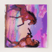 Playful Hello - Two Stallions Greeting Each Other Puzzle (Horizontal)