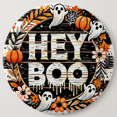 Playful 'Hey Boo' Halloween Button - Geister, Pump (Vorderseite)