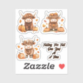 Playful Highland Cow Tiny Sticker Sheet (Blatt)