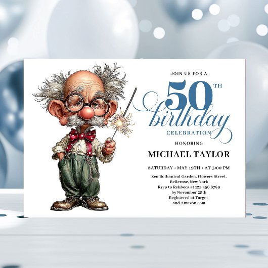Playful Humor For Him 50th Birthday Party Invite Einladung
