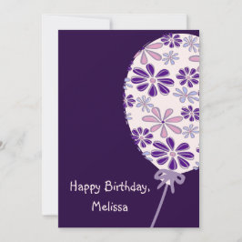 Playful Indigo Pink Balloon Happy Birthday Card Einladung