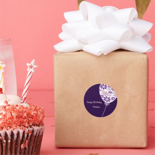 Playful Indigo Pink Balloon Happy Birthday Runder Aufkleber (Party)