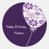 Playful Indigo Pink Balloon Happy Birthday Runder Aufkleber (Vorderseite)