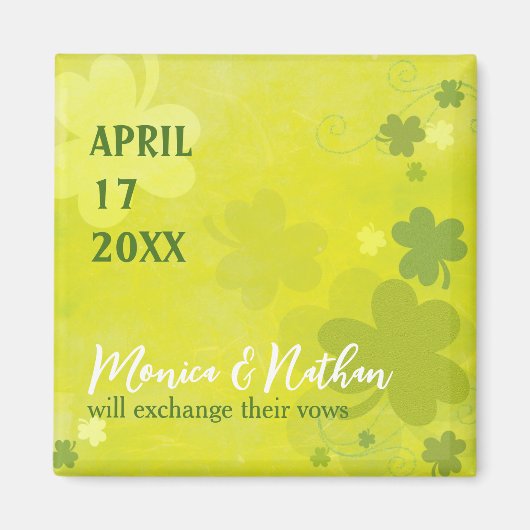 Playful Irish Kleeblatt Green Wedding Save the Dat Magnet (Vorne)