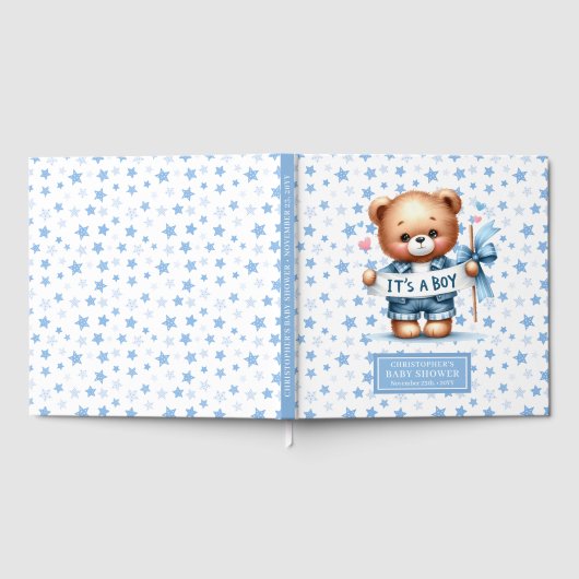 Playful It's a boy teddy Bär Gästebuch Keepsake (Voll)