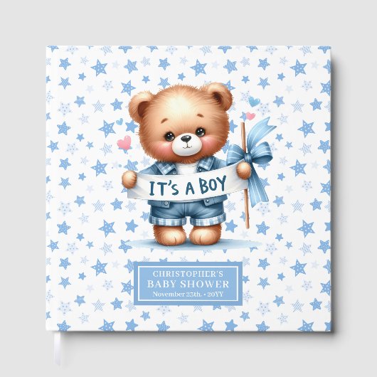 Playful It's a boy teddy Bär Gästebuch Keepsake (Vorderseite)