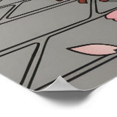 Playful Japanese Cat Art Sakura Blossoms Lanterns Poster (Ecke)