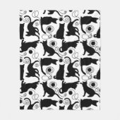 Playful Katzen und Garn-Silhouetten Fleecedecke (Vorderseite)