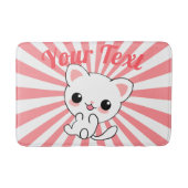Playful Kawaii White Kitten Custom Badematte (Vorderseite)