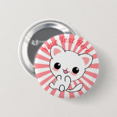 Playful Kawaii White Kitten Custom Button (Vorne & Hinten)