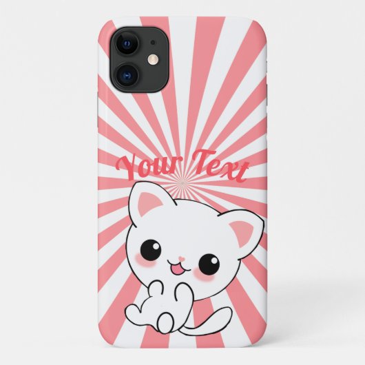 Playful Kawaii White Kitten Custom Case-Mate iPhone Hülle (Rückseite)