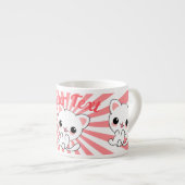 Playful Kawaii White Kitten Custom Espressotasse (Vorderseite Rechts)