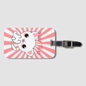 Playful Kawaii White Kitten Custom Gepäckanhänger (Vorderseite (Horizontal))