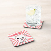 Playful Kawaii White Kitten Custom Getränkeuntersetzer (Rechte Seite)