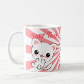 Playful Kawaii White Kitten Custom Kaffeetasse (Links)