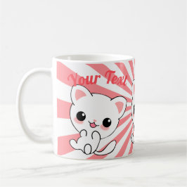 Playful Kawaii White Kitten Custom Kaffeetasse