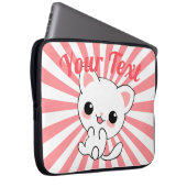 Playful Kawaii White Kitten Custom Laptopschutzhülle (Vorne Rechts)