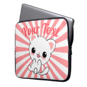 Playful Kawaii White Kitten Custom Laptopschutzhülle (Vorderseite Links)