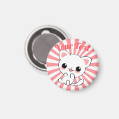 Playful Kawaii White Kitten Custom Magnet (Vorderseite/Rückseite)