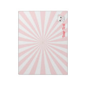 Playful Kawaii White Kitten Custom Notizblock (Rotiert)