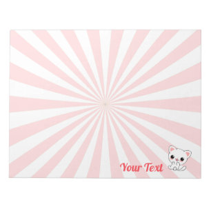 Playful Kawaii White Kitten Custom Notizblock