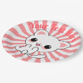 Playful Kawaii White Kitten Custom Pappteller (Schrägansicht)