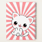 Playful Kawaii White Kitten Custom Planer (Rückseite)