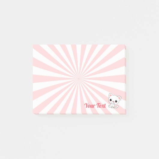 Playful Kawaii White Kitten Custom Post-it Klebezettel (Vorderseite)