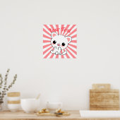 Playful Kawaii White Kitten Custom Poster (Küche)