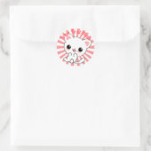 Playful Kawaii White Kitten Custom Runder Aufkleber (Tasche)