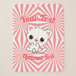 Playful Kawaii White Kitten Custom Sherpadecke