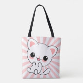 Playful Kawaii White Kitten Custom Tasche (Rückseite)