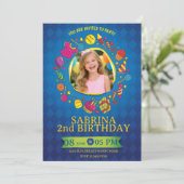 Playful Kids Birthday Invitation – Doodle Party Einladung (Stehend Vorderseite)